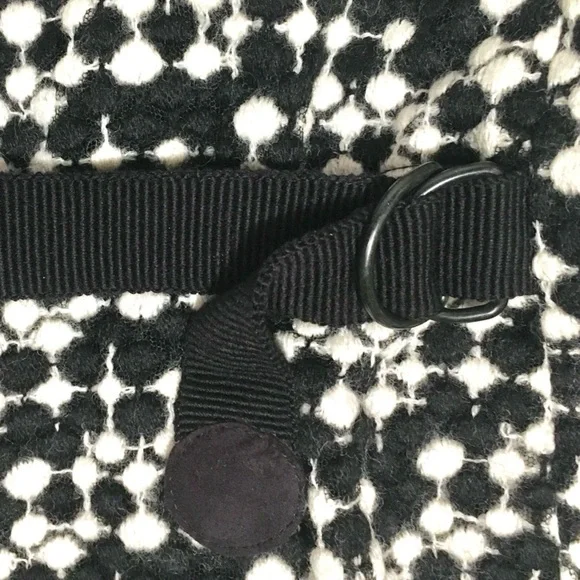 AKRIS PUNTO Blazer Jacket Tweed Dot Embroidered Wool Belted Waist Black White 8 - Picture 10 of 16